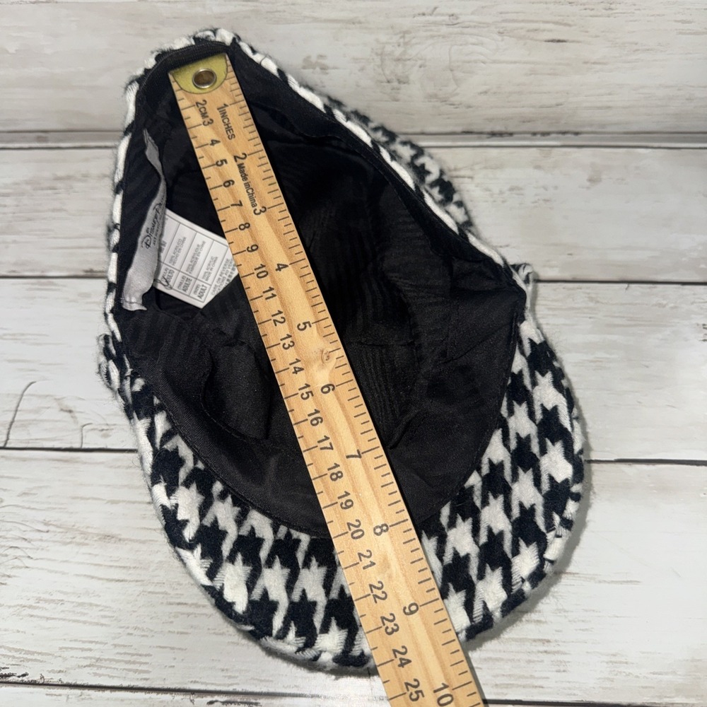 Disney Parks Hat Womens Adult White Black Houndstooth Newsboy Mickey Accent Cap - Picture 7 of 9